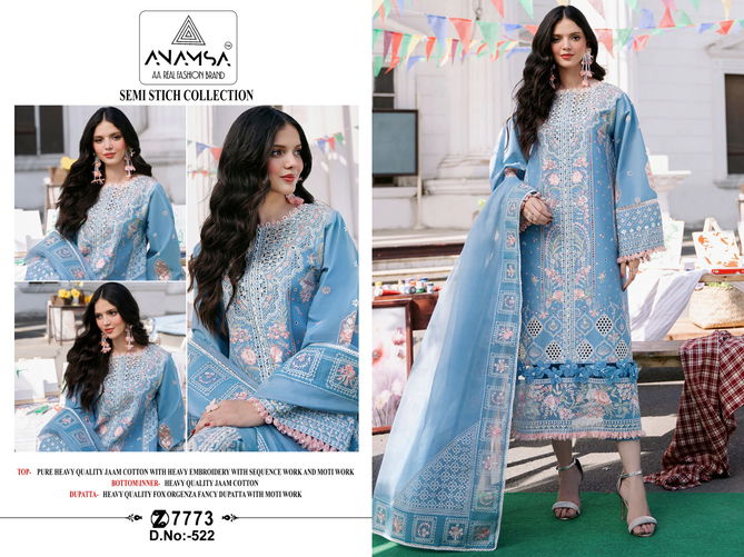 Anamsa 522 Jam Cotton Embroidery Pakistani Suit Wholesale Price In Surat